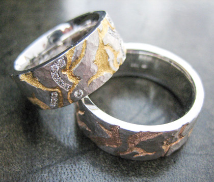 Trauringe - Platin/Rotgold Brillanten